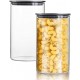 HwaGui Glass Storage Jars with stainless steels Lid Airtight Food Storage Jar with Labels